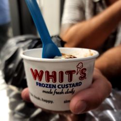 Whit's Frozen Custard - Vanilla Custard with hot fudge and crushed nuts