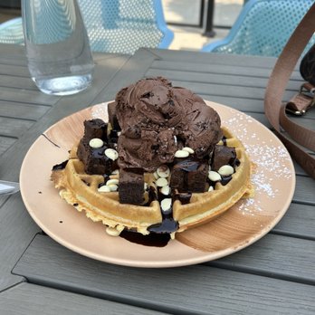 Demetres - a waffle with ice cream and chocolate - Desserts Near Me - Whitby, Ontario Demetres - a waffle with ice cream and chocolate - Desserts Near Me - Whitby, Ontario