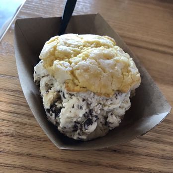The Baked Bear Webster - Gooey Butter Cake Ice Cream sandwich with Chocolate Chip Cookie Dough ice cream! - Ice Cream & Frozen Yogurt Near Me - Webster, Texas