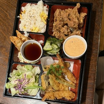 Tsukiyo Sushi - bento box with karaage and tempura - Sushi Bars Near Me - Los Angeles, California Tsukiyo Sushi - bento box with karaage and tempura - Sushi Bars Near Me - Los Angeles, California