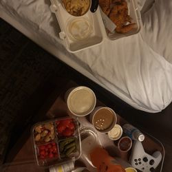 Ezell's Famous Chicken - Spicy chicken tender meal with macaroni and mashed potatoes with gravy. Got olive sides at Whole Foods