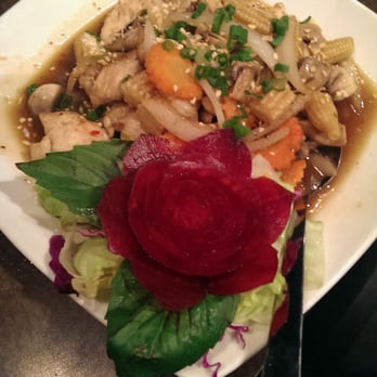 Thai Jin - Garlic on fire with chicken - Thai Near Me - Houston, Texas Thai Jin - Garlic on fire with chicken - Thai Near Me - Houston, Texas