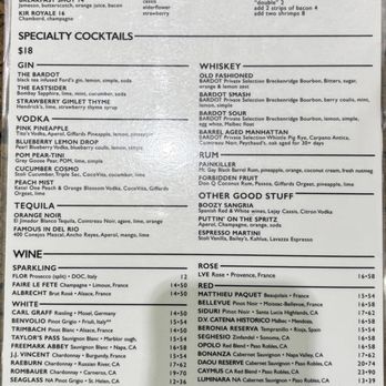 Bardot - Drinks Menu (as of our 8/29/26 visit) - New American Near Me - Claremont, California Bardot - Drinks Menu (as of our 8/29/26 visit) - New American Near Me - Claremont, California