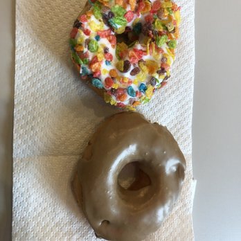 Daylight Donuts and Cafe - Fruity pebbles donut and maple iced donut - Donuts Near Me - Hilliard, Ohio Daylight Donuts and Cafe - Fruity pebbles donut and maple iced donut - Donuts Near Me - Hilliard, Ohio