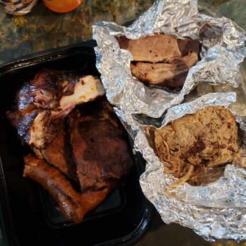 Hazy Barbecue - A better pic of our sampler! Liked the foil wrap to keep our to go food toasty warm. - Salad Near Me - Danville, California Hazy Barbecue - A better pic of our sampler! Liked the foil wrap to keep our to go food toasty warm. - Salad Near Me - Danville, California