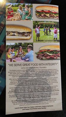 Menu photo 3 Larry's Giant Subs Jacksonville, FL