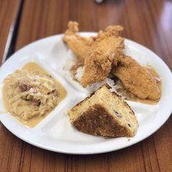 Broussard's Bayou Grill - Pensacola - Today's Special (crawfish étouffée, fried fish, cheesy cabbage