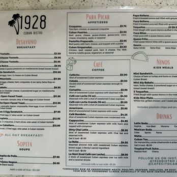 1928 Cuban Bistro - Fleming Island - Menu - Coffee & Tea Near Me - Fleming Island, Florida