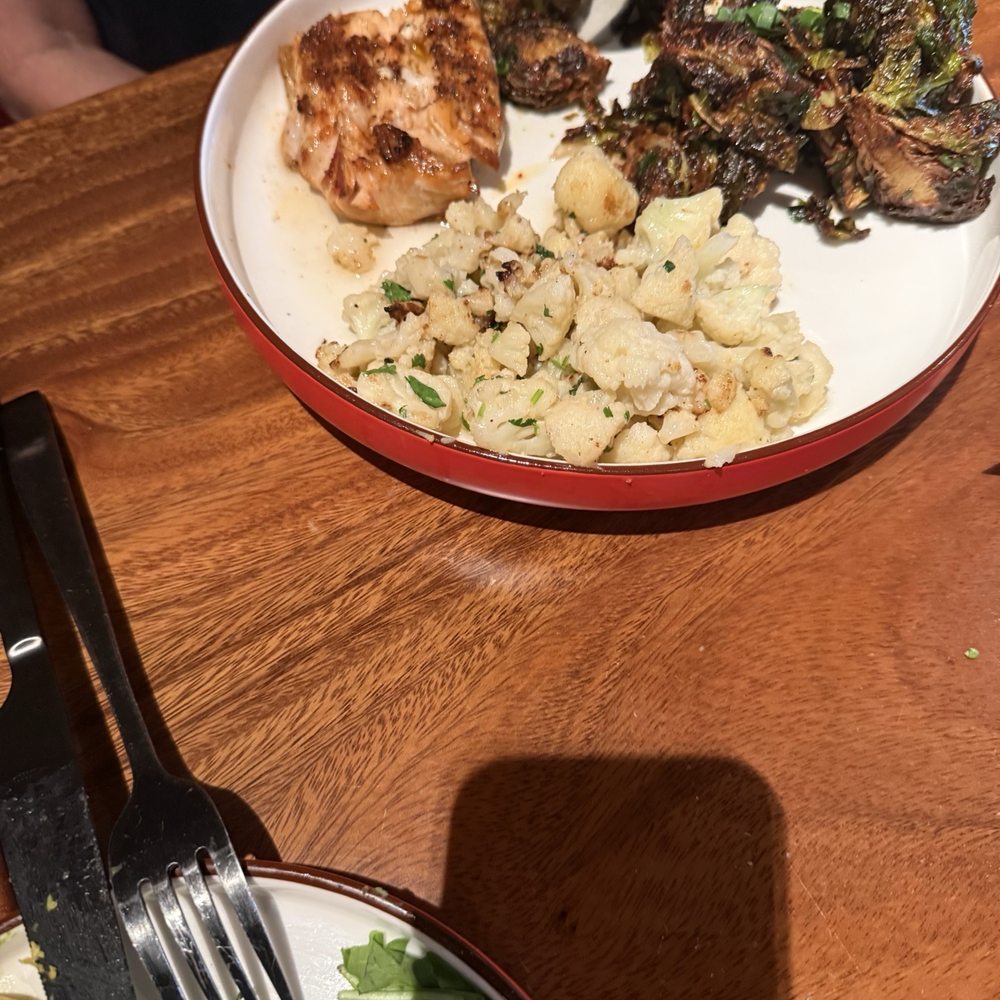 HG Sply - Salmon, Brussels sprouts and cauliflower - American Near Me - Dallas, Texas HG Sply - Salmon, Brussels sprouts and cauliflower - American Near Me - Dallas, Texas