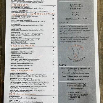 Fix & Repeat - Menu (2 of 2) - Juice Bars & Smoothies Near Me - Bend, Oregon
