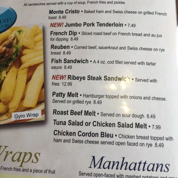 Renaissance Restaurant - a menu of a sandwich and fries - Italian Near Me - Fort Wayne, Indiana