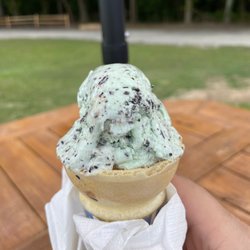 Sara's Roadside Stand - Mint choc chip single scoop
