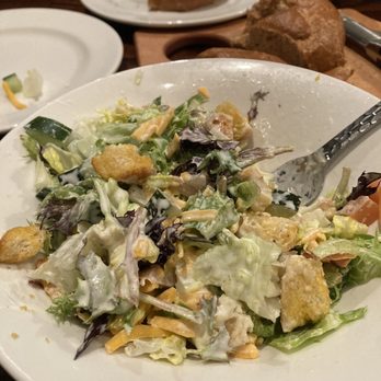 LongHorn Steakhouse - Garden Salad with Ranch dressing, medium rare steak and loaded baked potato - Steakhouses Near Me - Fairview Heights, Illinois