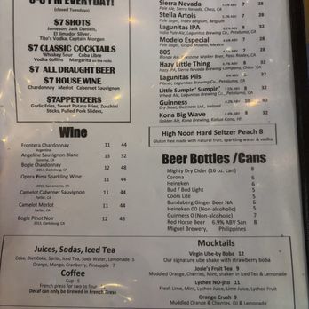 7 Mile House - Menu - Sports Bars Near Me - Brisbane, California