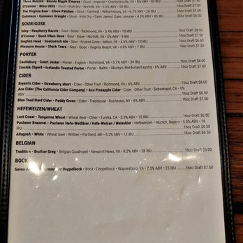 Warriors Taphouse - This is the third (last) page of their Craft Beer Menu. Photo taken August 26, 2020. - Bars Near Me - Virginia Beach, Virginia Warriors Taphouse - This is the third (last) page of their Craft Beer Menu. Photo taken August 26, 2020. - Bars Near Me - Virginia Beach, Virginia