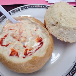 Love Heart's Bakery - New England Clam Chowder with the bread bowl--- perfect Monday lunch-