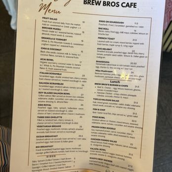 Brew Bros - Menu - Cafes Near Me - Sydney, NSW Brew Bros - Menu - Cafes Near Me - Sydney, NSW
