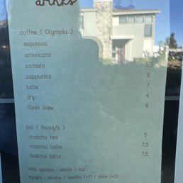 Drink menu