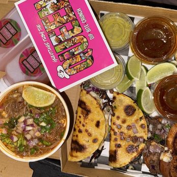 The Birria Queen - Sample Box + Watermelon Guava Limeade - Food Trucks Near Me - Houston, Texas The Birria Queen - Sample Box + Watermelon Guava Limeade - Food Trucks Near Me - Houston, Texas