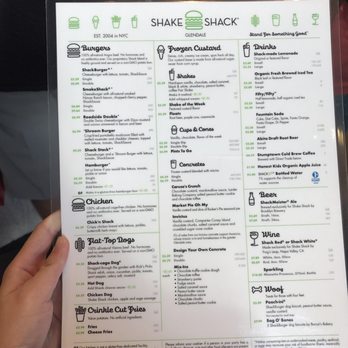 Shake Shack Glendale - Menu 9/2016 - Burgers Near Me - Glendale, California
