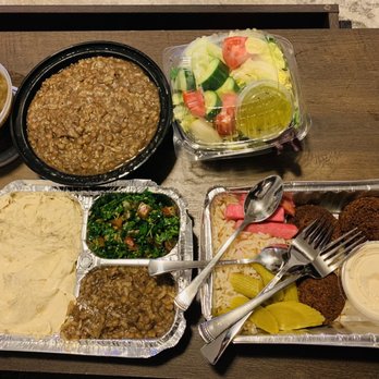 Cafe Barada - Appetizer Sampler, Hoummus, Falafel, Mujadarra,Lentil Soup - Kebab Near Me - Cambridge, Massachusetts