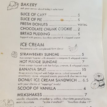 Gracie's Luncheonette - Dessert menu - American Near Me - Leeds, New York