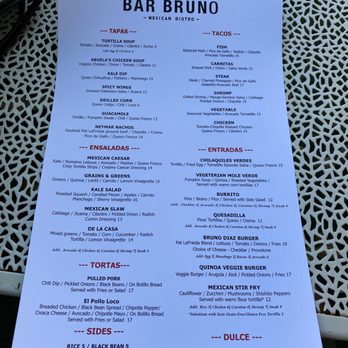 Bar Bruno - Menu - New American Near Me - Brooklyn, New York