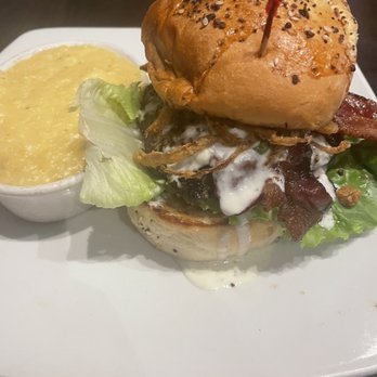 Local Goat - Black and Blue with cheese grits - New American Near Me - Pigeon Forge, Tennessee