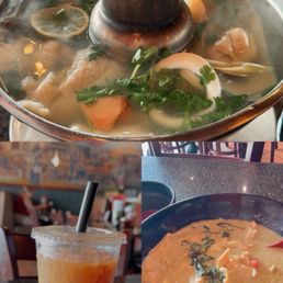 Thai ice tea Boba, green curry, and SEAFOOD SOUP Thai ice tea Boba, green curry, and SEAFOOD SOUP