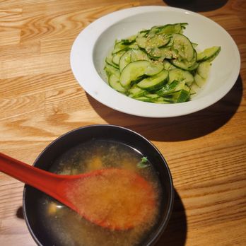 Toki Sushi - Miso Soup and Cucumber Salad - Japanese Near Me - Mountain View, California