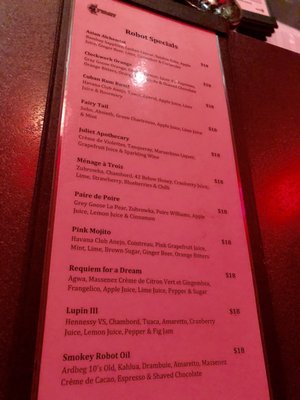 Menu photo 1 Robot Bar Melbourne, VIC Menu photo 1 Robot Bar Melbourne, VIC