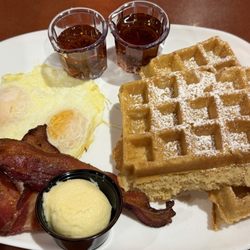 Waffle breakfast with eggs