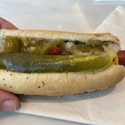 Chicago dog in the Sky Lounge! Chicago dog in the Sky Lounge!