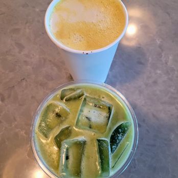 Dote Coffee Bar - Turmeric Latte & Iced White Chocolate Ginger Matcha - Coffee & Tea Near Me - Bellevue, Washington