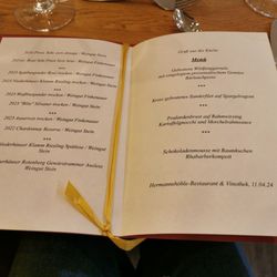 Hermannshöhle - Weinmenu im Kulinarium