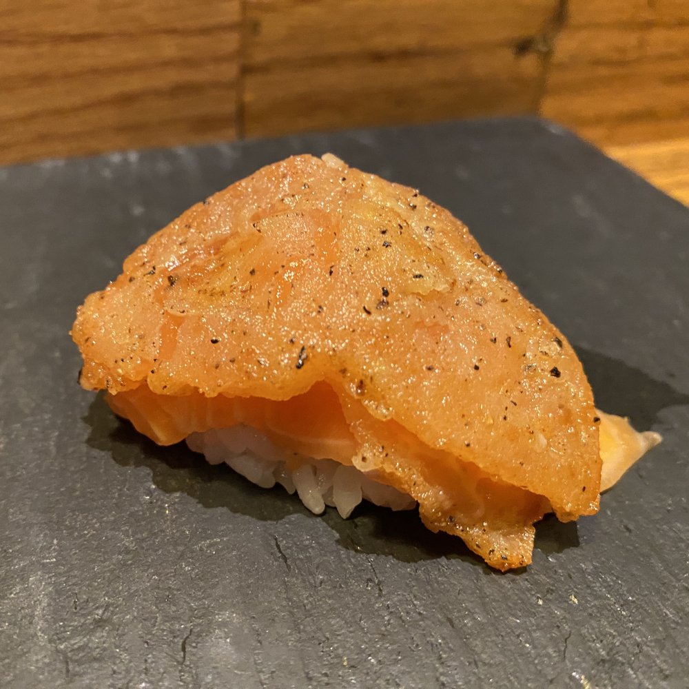 Sushi Lin Brooklyn - King salmon w/seared tomato - Sushi Bars Near Me - Brooklyn, New York Sushi Lin Brooklyn - King salmon w/seared tomato - Sushi Bars Near Me - Brooklyn, New York