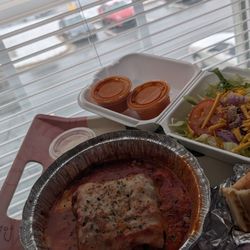 Bona Pizza - My tray of food from Bona relaxing at home on this snowy day. Don't worry guys. I picked my order up.