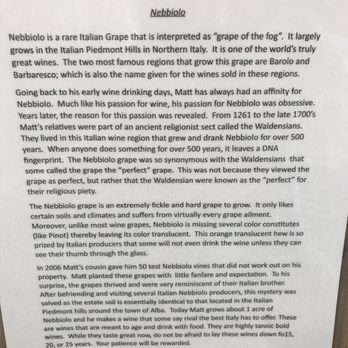 Matthew Gibson Winery - Primer on Nebbiolo wine at Matthew Gibson Winery in Sutter Creek. - Wine Tasting Room Near Me - Ione, California Matthew Gibson Winery - Primer on Nebbiolo wine at Matthew Gibson Winery in Sutter Creek. - Wine Tasting Room Near Me - Ione, California