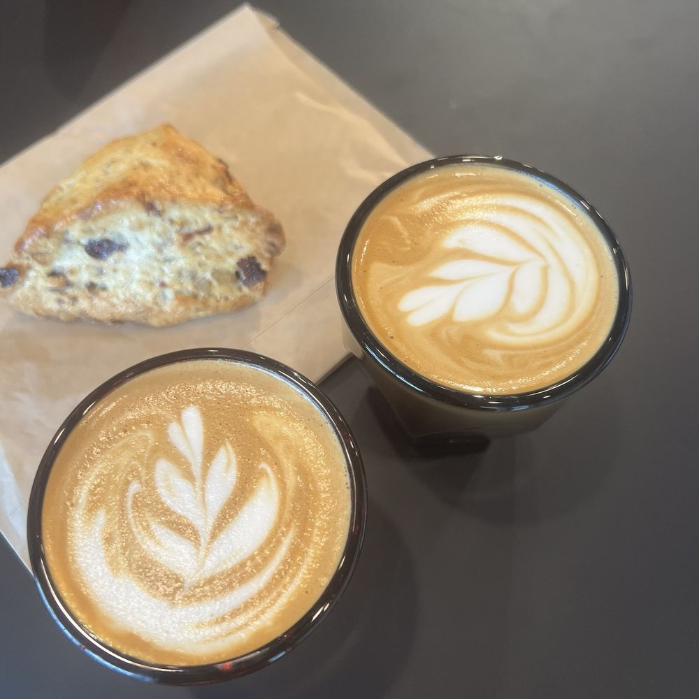 Cortado and cranberry scone Cortado and cranberry scone