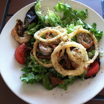 Greenside Cafe - Steak Ranchero salad with shrimp added! Yummy! - Beer Bar Near Me - Cedar Crest, New Mexico