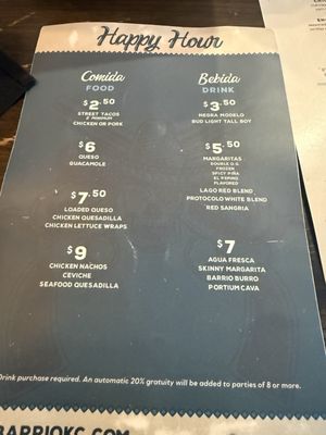 Menu photo 2 Briarcliff Barrio Kansas City, MO