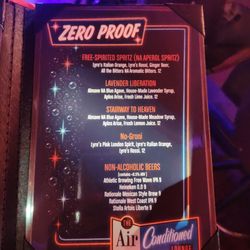 AIR CONDITIONED Lounge - Zero proof menu