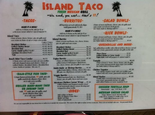 Menu photo 7 Island Taco Carmel, CA