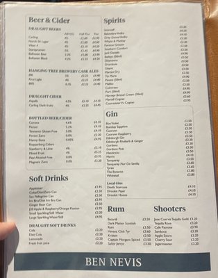 Menu photo 1 Ben Nevis Pub Fort William, HLD