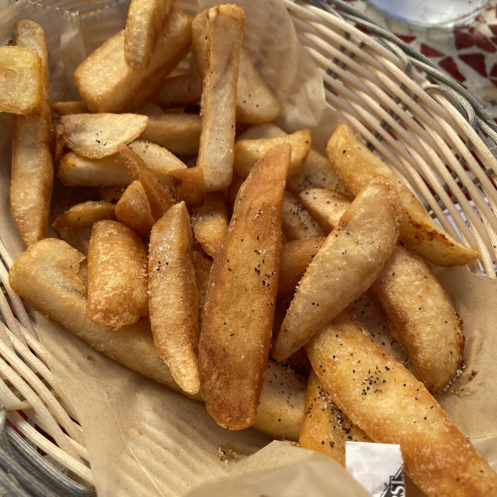 Petra Cafe - Excellent fries, but no seasoning. If you ask, they give you individual packets of salt and pepper. - Mediterranean Near Me - Santa Barbara, California