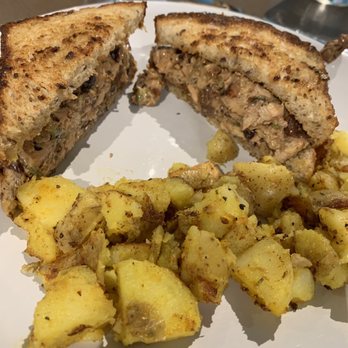 Lucy's - Cherry chicken salad sandwich with Lucy fries - Coffee & Tea Near Me - Grand Rapids, Michigan