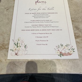 Plums Cafe - Easter Brunch Menu - Breakfast & Brunch Near Me - Costa Mesa, California