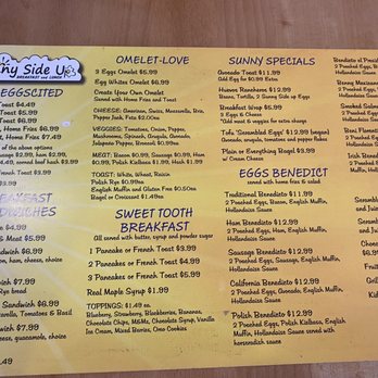 Sunny Side Up Breakfast & Lunch - Menu 2023 - Breakfast & Brunch Near Me - West Springfield, Massachusetts