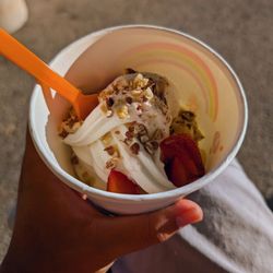 In The Mix Yogurt - Cheesecake flavor with almonds and strawberries.