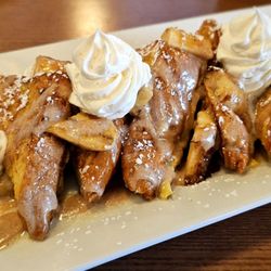 Lake St Cafe - Addison - Cinnamon French Toast with bruleed Banana Drizzle